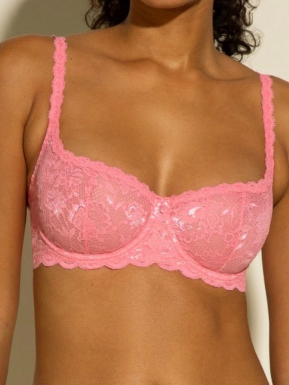 Cosabella 36D Never Say Never Sheer Pink Lace Balcolnette Underwire Bra